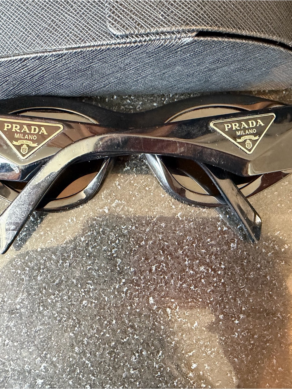 Prada Black Oval Acetate Sunglasses for Women